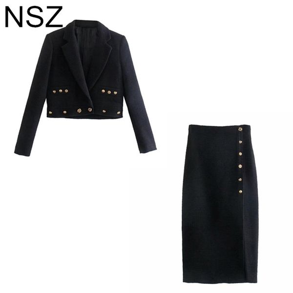 nsz women black tweed blazer and midi skirt set fall elegant cropped jacket coat high slit tube suits 2 pcs sets 211104, White
nsz women black tweed blazer and midi skirt set fall elegant cropped jacket coat high slit tube suits 2 pcs sets 211104, White