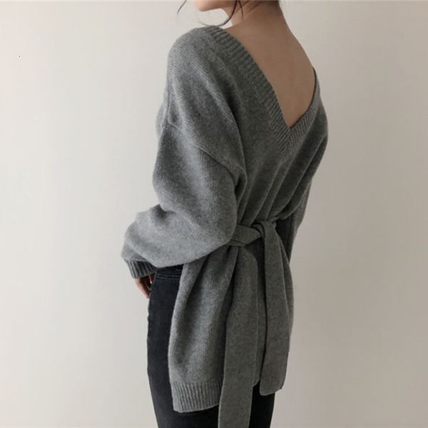 sweaters autumn versatile soft irregular wear women lace up front back two chic fashion loose pullover lazy v-neck sweater, White;black
sweaters autumn versatile soft irregular wear women lace up front back two chic fashion loose pullover lazy v-neck sweater, White;black