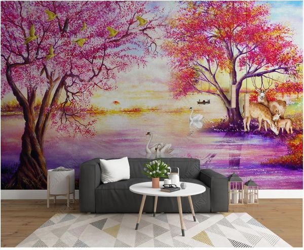 wallpapers custom po wallpaper for walls 3 d murals european oil painting forest big tree deer swan lake background wall decoration
wallpapers custom po wallpaper for walls 3 d murals european oil painting forest big tree deer swan lake background wall decoration