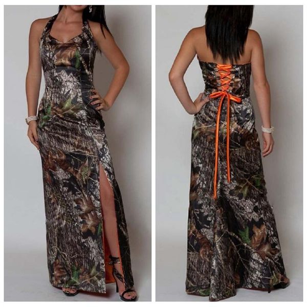 bridesmaid dress halter neck camo dresses split camouflage formal honor of maid real tree orange plus size simple, White;pink
bridesmaid dress halter neck camo dresses split camouflage formal honor of maid real tree orange plus size simple, White;pink