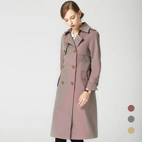 women's trench coats long cotton british classical double breasted belt 2021 autumn female pockets office lady, Tan;black
women's trench coats long cotton british classical double breasted belt 2021 autumn female pockets office lady, Tan;black