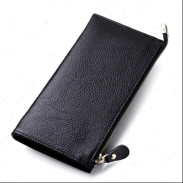womens wallet genuine leather female purses ladies long purse handle clutch wallets for phone money bag card holder, Red;black 
womens wallet genuine leather female purses ladies long purse handle clutch wallets for phone money bag card holder, Red;black