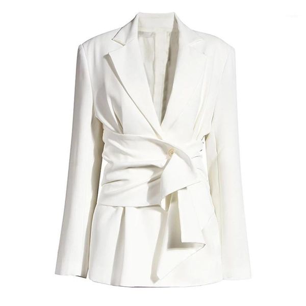 women white knot split joint irregular blazer lapel long sleeve loose fit jacket fashion spring autumn 2021 women's suits & blazers, White;black
women white knot split joint irregular blazer lapel long sleeve loose fit jacket fashion spring autumn 2021 women's suits & blazers, White;black