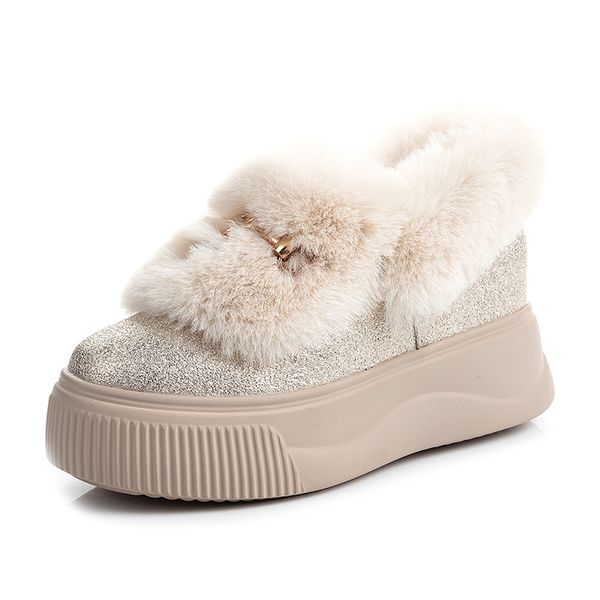 Popular Sweet Girls Ankle Boot Increase 8CM Thick-Soled Chain Womens Shoes Genuel Leather Wool Winter Snow Boots Non-slip Warm, Beige
Popular Sweet Girls Ankle Boot Increase 8CM Thick-Soled Chain Womens Shoes Genuel Leather Wool Winter Snow Boots Non-slip Warm, Beige