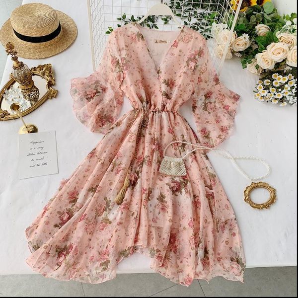 fashion holiday summer flare sleeve women dresses tie irregular floral chiffon, Black;gray
fashion holiday summer flare sleeve women dresses tie irregular floral chiffon, Black;gray