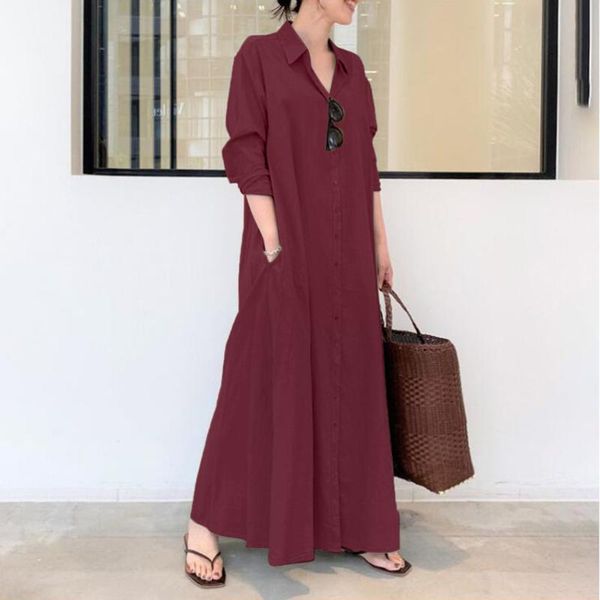 casual dresses women cotton linen dress fashion solid color lapel pocket long shirt elegant female office lady comfy top, Black;gray
casual dresses women cotton linen dress fashion solid color lapel pocket long shirt elegant female office lady comfy top, Black;gray