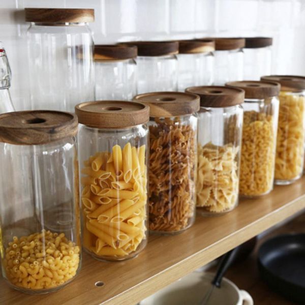storage bottles & jars glass airtight canister clear cereal container food coffee tea jar can with wood lids e7
storage bottles & jars glass airtight canister clear cereal container food coffee tea jar can with wood lids e7