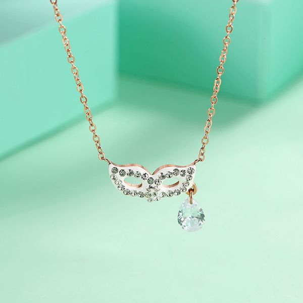 luxury design rose gold stainless steel wing pendant necklace for party gift, Silver
luxury design rose gold stainless steel wing pendant necklace for party gift, Silver