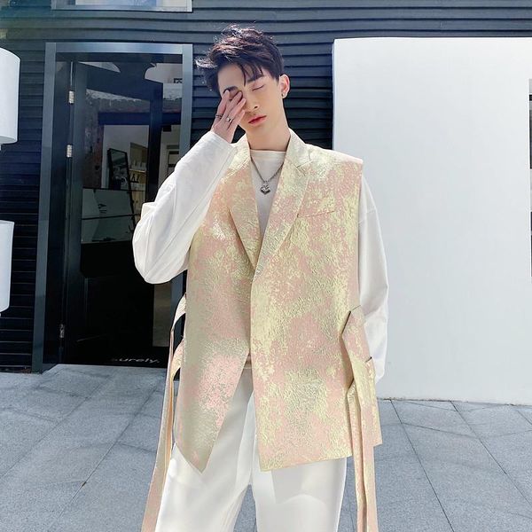 men 2 belts suit blazers vest male korea streetwear fashion casual loose sleeveless vests waistcoat jacket men's, Black;white
men 2 belts suit blazers vest male korea streetwear fashion casual loose sleeveless vests waistcoat jacket men's, Black;white