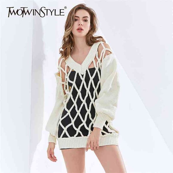 knitting thin sweaters for women v neck long sleeve hollow out loose designer pullovers female autumn clothing 210524, White;black
knitting thin sweaters for women v neck long sleeve hollow out loose designer pullovers female autumn clothing 210524, White;black