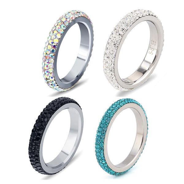 2021 full size three row clear crystal stainless steel wedding rings fashion jewelry made with genuine cz crystals, White
2021 full size three row clear crystal stainless steel wedding rings fashion jewelry made with genuine cz crystals, White