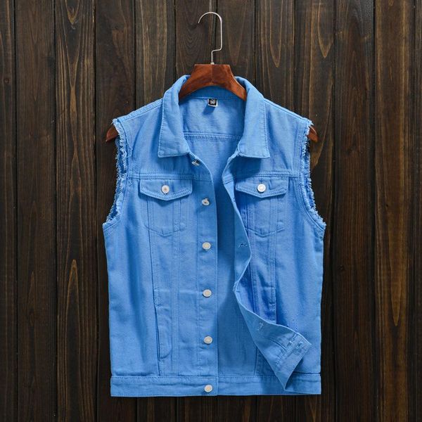 men's vests 2022 lake blue color denim vest youth autumn slim fit leisure, Black;white
men's vests 2022 lake blue color denim vest youth autumn slim fit leisure, Black;white