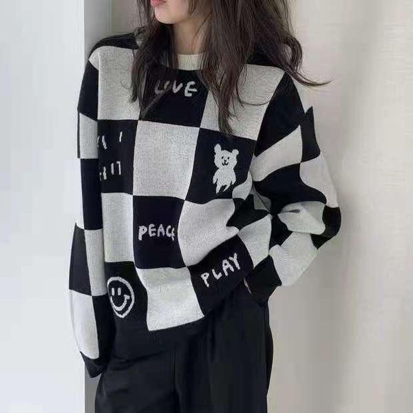 women's sweaters fall 2021 winter womens women clothing knitted loose sweater knitting wool oversize pullover woman girls thick, White;black 
women's sweaters fall 2021 winter womens women clothing knitted loose sweater knitting wool oversize pullover woman girls thick, White;black