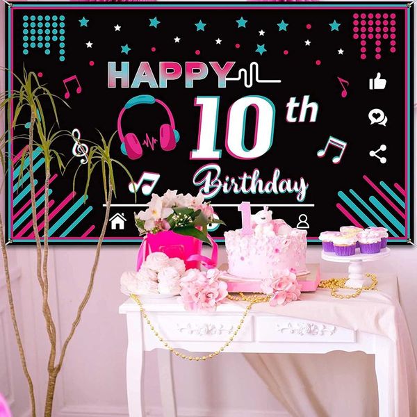 party decoration happy 10th birthday banner decorations black music backdrop pography background social media supplies
party decoration happy 10th birthday banner decorations black music backdrop pography background social media supplies