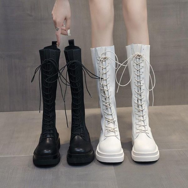 boots 2021 women sock autumn lace up mid calf female high platform shoes fashion beige stockings mid-calf, Black
boots 2021 women sock autumn lace up mid calf female high platform shoes fashion beige stockings mid-calf, Black
