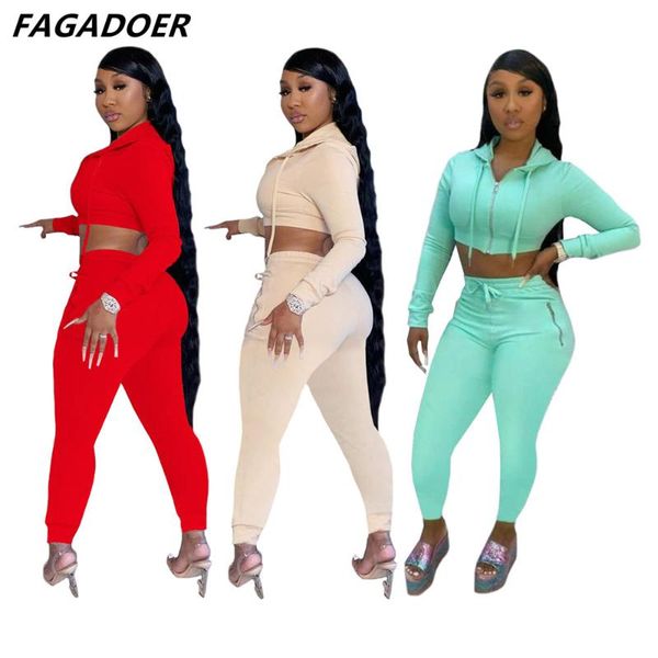 women's two piece pants fagadoer long outfit autumn women solid sets hooded zipper crop and skinny pant winter streetwear clothes, White
women's two piece pants fagadoer long outfit autumn women solid sets hooded zipper crop and skinny pant winter streetwear clothes, White