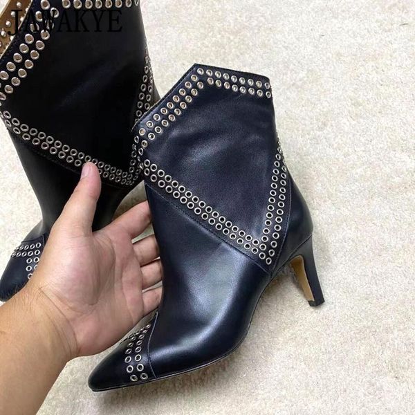 boots slip-on shallow ankle winter women's high heel metal decor genuine leather black fashion mujer shoes women
boots slip-on shallow ankle winter women's high heel metal decor genuine leather black fashion mujer shoes women