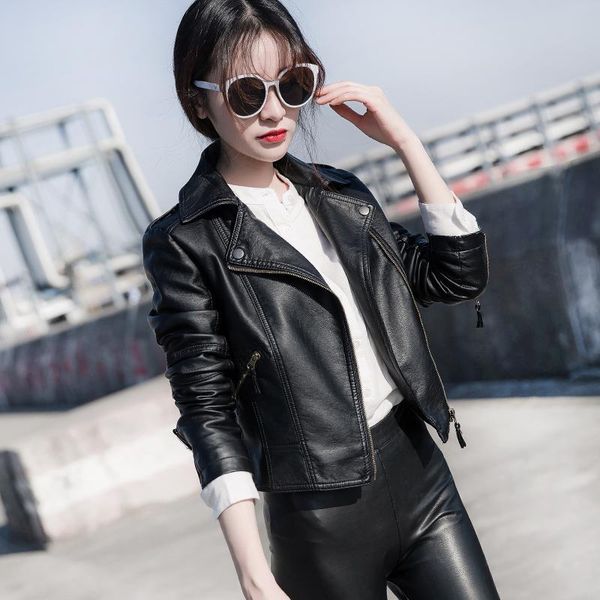 women's leather & faux jacket spring autumn jackets for women clothes 2021 casual short coat female chaqueta mujer 08125, Black
women's leather & faux jacket spring autumn jackets for women clothes 2021 casual short coat female chaqueta mujer 08125, Black