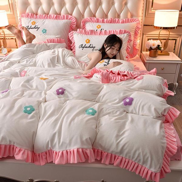 sheets & sets white pink plum coral velvet soft and comfortable four-piece household duvet cover sheet
sheets & sets white pink plum coral velvet soft and comfortable four-piece household duvet cover sheet