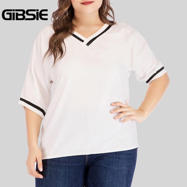 women's t-shirt gibsie casual summer women 2021 plus size v neck contrast half sleeve shirt tee big tshirt white
women's t-shirt gibsie casual summer women 2021 plus size v neck contrast half sleeve shirt tee big tshirt white