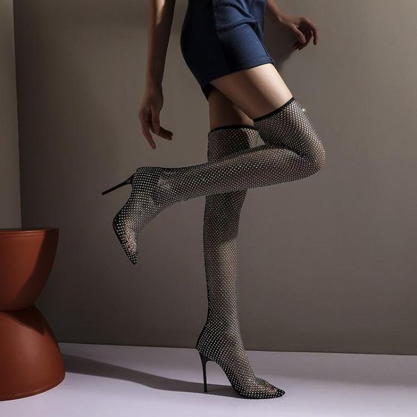 boots socks high heels women's thin heel pointed diamond temperament net red cool, Black
boots socks high heels women's thin heel pointed diamond temperament net red cool, Black