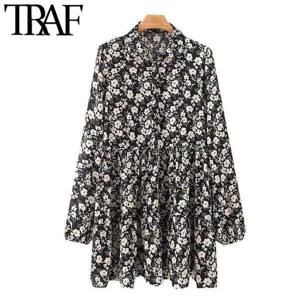 traf women chic fashion floral print ruffled mini dress vintage lapel collar long sleeve female dresses vestidos mujer 210415, Black;gray
traf women chic fashion floral print ruffled mini dress vintage lapel collar long sleeve female dresses vestidos mujer 210415, Black;gray