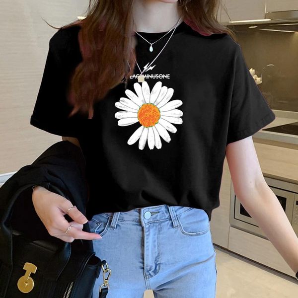 women's t-shirt cotton loose casual round collar t shirt womens clothing floral art tees woman summer, White
women's t-shirt cotton loose casual round collar t shirt womens clothing floral art tees woman summer, White