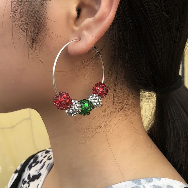 colorful hoop & huggie ladies earrings zinc alloy +rhinestone earring jewelrye8767, Golden;silver