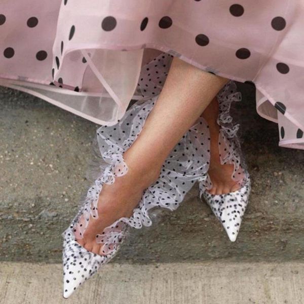 dress shoes 2021 womens designer polka dot pvc mesh openwork pointed high heels s wave personality show catwalk pumps, Black
dress shoes 2021 womens designer polka dot pvc mesh openwork pointed high heels s wave personality show catwalk pumps, Black