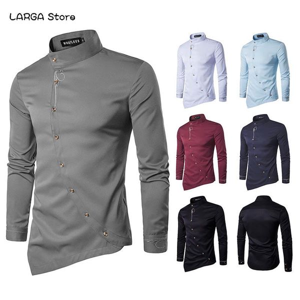 irregular hem men's business dress shirts gray white fashion slim fit long sleeve shirt mens work casual clothing, White;black
irregular hem men's business dress shirts gray white fashion slim fit long sleeve shirt mens work casual clothing, White;black