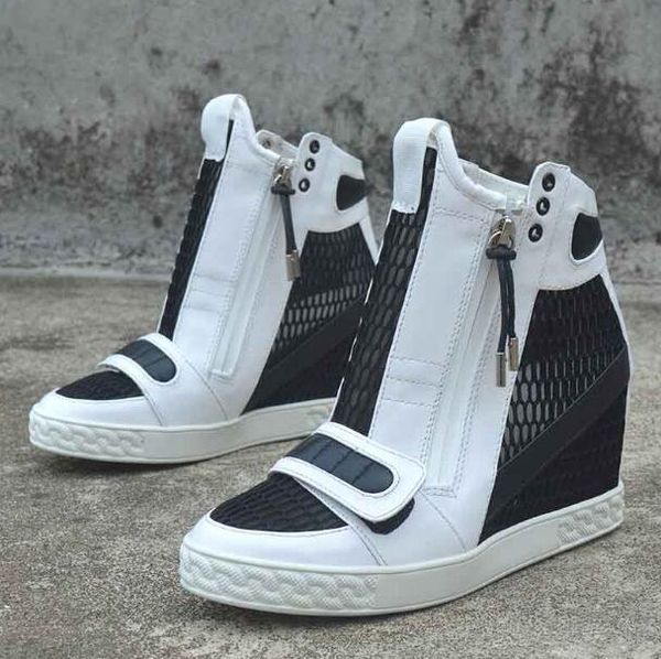 girls black white patchwork 8 cm height increasing wedge sneakers woman hook loop zipper decor short ankle boots casual shoes
girls black white patchwork 8 cm height increasing wedge sneakers woman hook loop zipper decor short ankle boots casual shoes