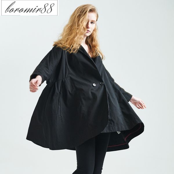 women's windbreaker cloak style fashion fat sister loose large women's coat, Black
women's windbreaker cloak style fashion fat sister loose large women's coat, Black