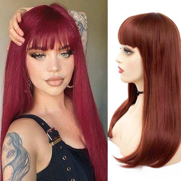 synthetic wigs dan bo long straight burgundy wig and bangs hair ladies heat-resistant, Black
synthetic wigs dan bo long straight burgundy wig and bangs hair ladies heat-resistant, Black