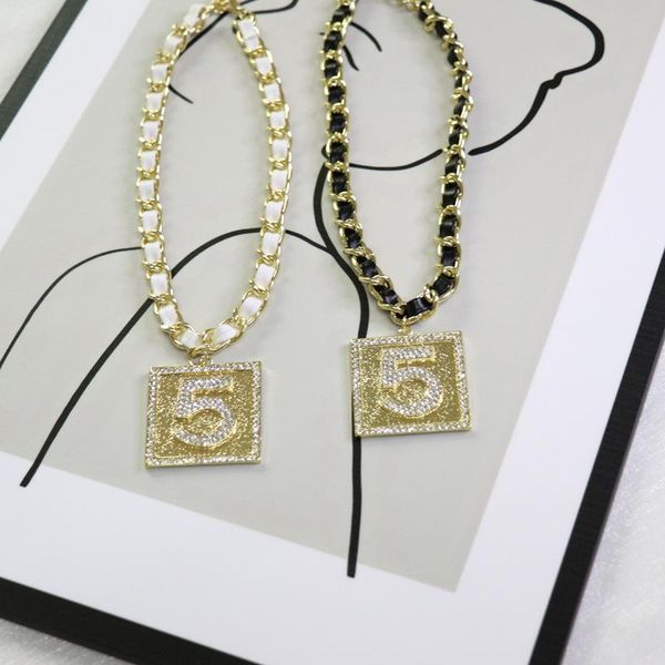 pendant necklaces fashion light luxury high sense square brand rhinestone 5 word necklace modern leather braided chain choker women, Silver
pendant necklaces fashion light luxury high sense square brand rhinestone 5 word necklace modern leather braided chain choker women, Silver
