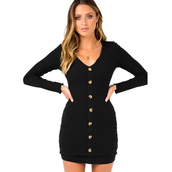 casual dresses early spring long sleeve knitted bodycon dress button cotton women solid slim waist, Black;gray
casual dresses early spring long sleeve knitted bodycon dress button cotton women solid slim waist, Black;gray