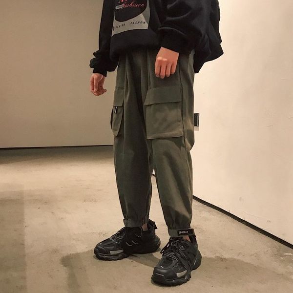 men's pants uyuk 2021 autumn wild trend street loose casual big pocket solid color beam foot overalls joggers streetwear hip hop, Black
men's pants uyuk 2021 autumn wild trend street loose casual big pocket solid color beam foot overalls joggers streetwear hip hop, Black
