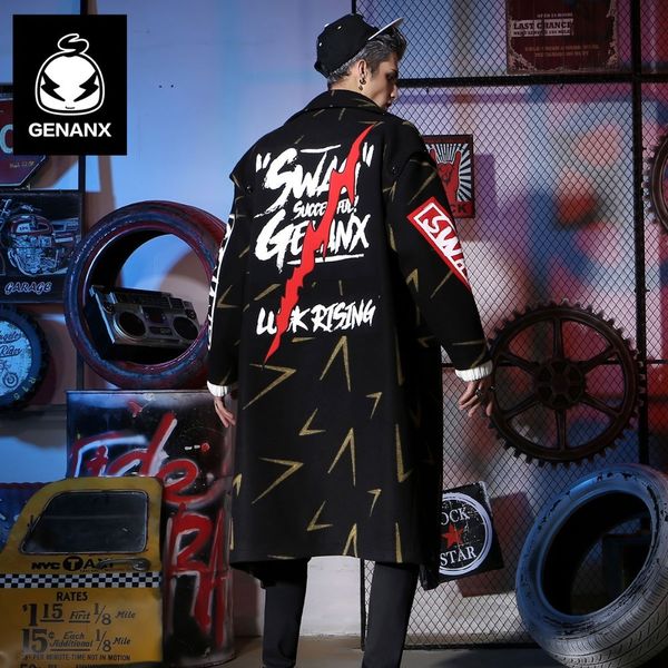 genanx brand british style men male long section over the knee winter patch embroidery woolen coat, Black
genanx brand british style men male long section over the knee winter patch embroidery woolen coat, Black