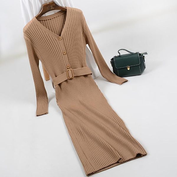 casual dresses 2021 fashion autumn and winter dress female v-neck button slim slimming sweater knit waist, Black;gray
casual dresses 2021 fashion autumn and winter dress female v-neck button slim slimming sweater knit waist, Black;gray