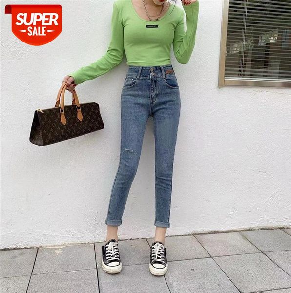 110077 women's korean style ripped jeans with two buckles high waist and thin frayed trousers #ub5h, Black;gray
110077 women's korean style ripped jeans with two buckles high waist and thin frayed trousers #ub5h, Black;gray