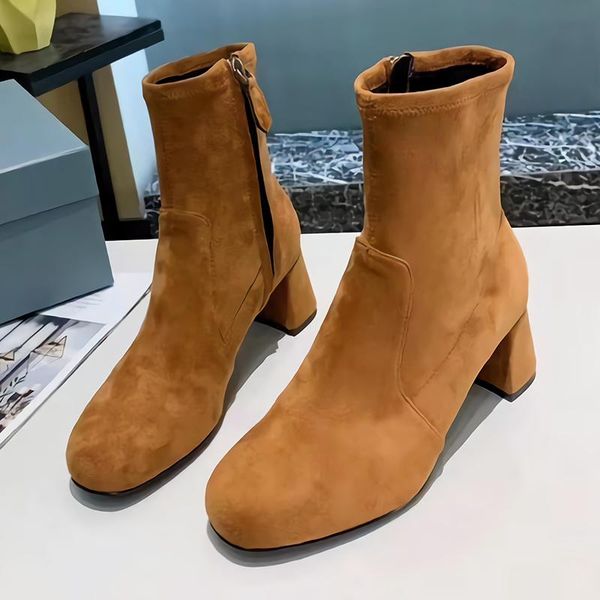 boots 2021 elastic sock women's round toe shoes woman square heels ankle stretch fabric brown botas mujer, Black
boots 2021 elastic sock women's round toe shoes woman square heels ankle stretch fabric brown botas mujer, Black