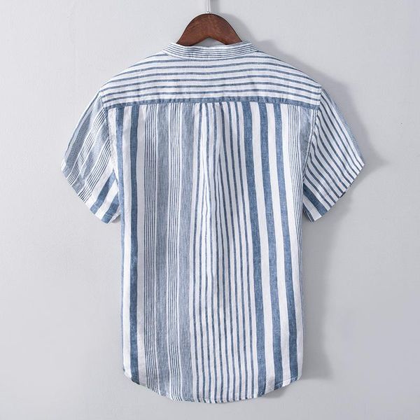 men's casual shirts summer stand collar stripe blue shirt men fashion comfortable for mens clothes camisa chemise, White;black
men's casual shirts summer stand collar stripe blue shirt men fashion comfortable for mens clothes camisa chemise, White;black