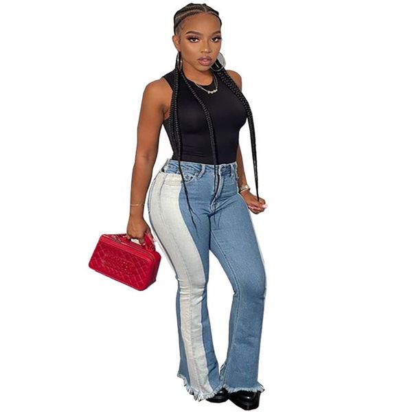 women's jeans zaggin 2021 women fashion street hip hop style long pants buttons stitching color lady denim flared trousers, Blue
women's jeans zaggin 2021 women fashion street hip hop style long pants buttons stitching color lady denim flared trousers, Blue