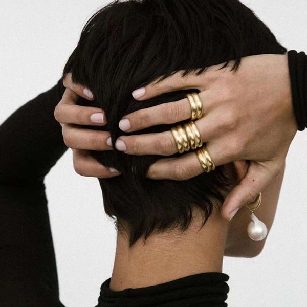 american 14k colorfast wide edge, double-layer texture ring, simple metal ring, Black
american 14k colorfast wide edge, double-layer texture ring, simple metal ring, Black