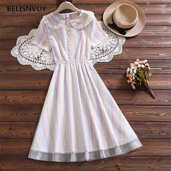 summer preppy style women dresses lace peter pan collar rainbow plaid sweet dress elegant kawaii mesh party vestidos 210520, Black;gray
summer preppy style women dresses lace peter pan collar rainbow plaid sweet dress elegant kawaii mesh party vestidos 210520, Black;gray