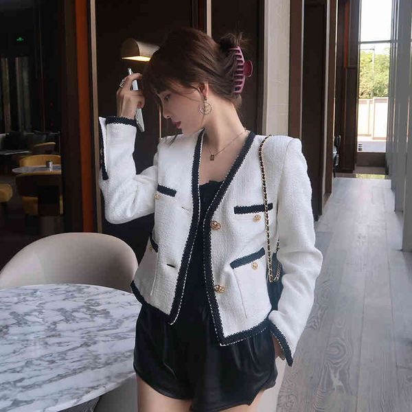 wool korean fashion women jackets and coats autumn winter high-end luxury elegant crop tweed jacket white coat drop, Black
wool korean fashion women jackets and coats autumn winter high-end luxury elegant crop tweed jacket white coat drop, Black