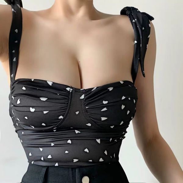 women's tanks & camis summer fashion vintage off shoulder sleeveless women's low chest bow halter vest wave point girl's, White
women's tanks & camis summer fashion vintage off shoulder sleeveless women's low chest bow halter vest wave point girl's, White
