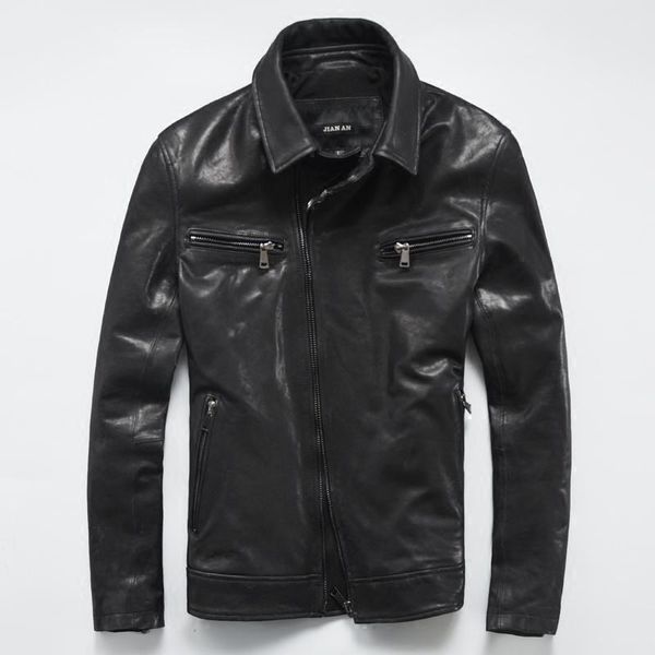 men's leather & faux jacket genuine mens slim sheepskin lapel casual locomotive short male, Black
men's leather & faux jacket genuine mens slim sheepskin lapel casual locomotive short male, Black