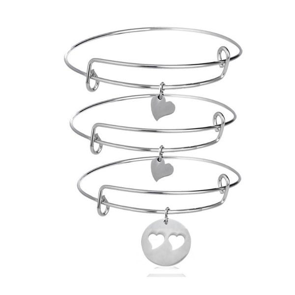 pieces stainless steel bracelet 2 heart pendant women fashion friend expandable charm bangle, Black
pieces stainless steel bracelet 2 heart pendant women fashion friend expandable charm bangle, Black