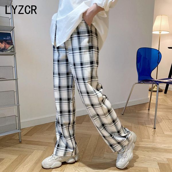 women's pants & capris lyzcr vintage plaid wide leg women high waist white woman loose ladies straight trousers autumn, Black;white
women's pants & capris lyzcr vintage plaid wide leg women high waist white woman loose ladies straight trousers autumn, Black;white