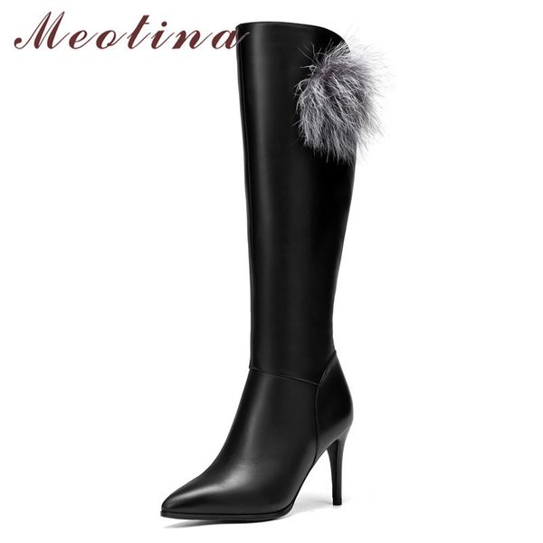meotina winter knee high boots women natural genuine leather thin heels tall boots fur zip extreme high heel shoes lady size 39 210520, Black
meotina winter knee high boots women natural genuine leather thin heels tall boots fur zip extreme high heel shoes lady size 39 210520, Black